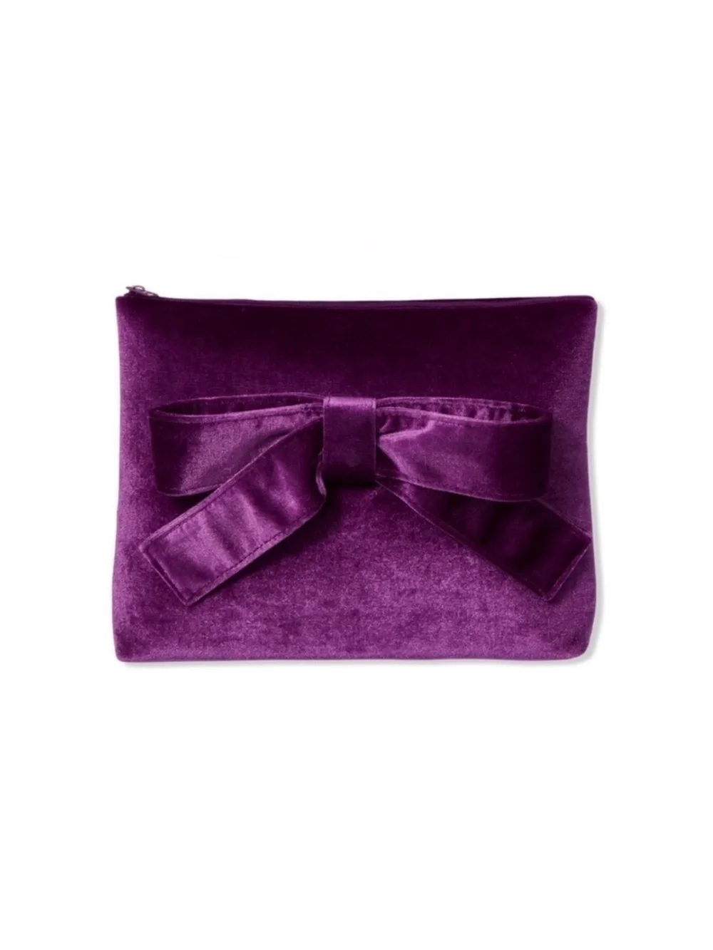Purple Velvet Makeup Bag with Bow